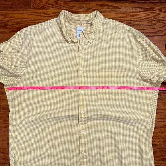 JCrew Micro Check Yellow Long Sleeve Cotton Button Down Shirt Size XL - Picture 11 of 13